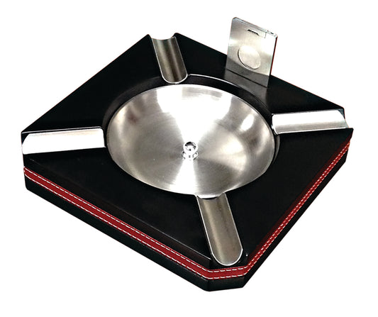 Leather Trim Ashtray W/ Cutter.