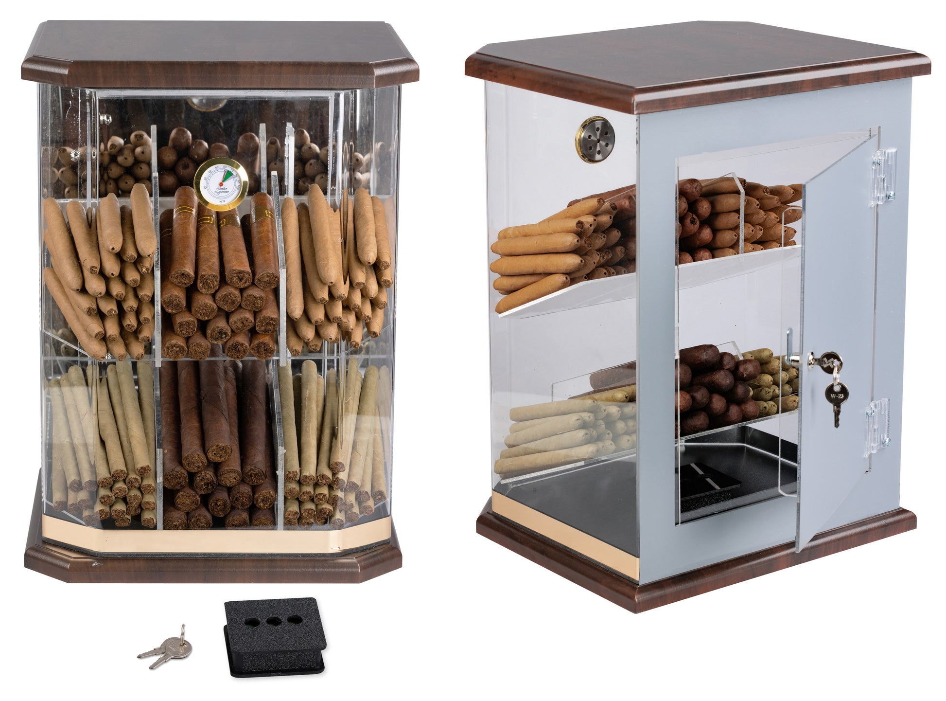 The Franklin Wood & Acrylic Display Humidor - Afterburner Cigar store