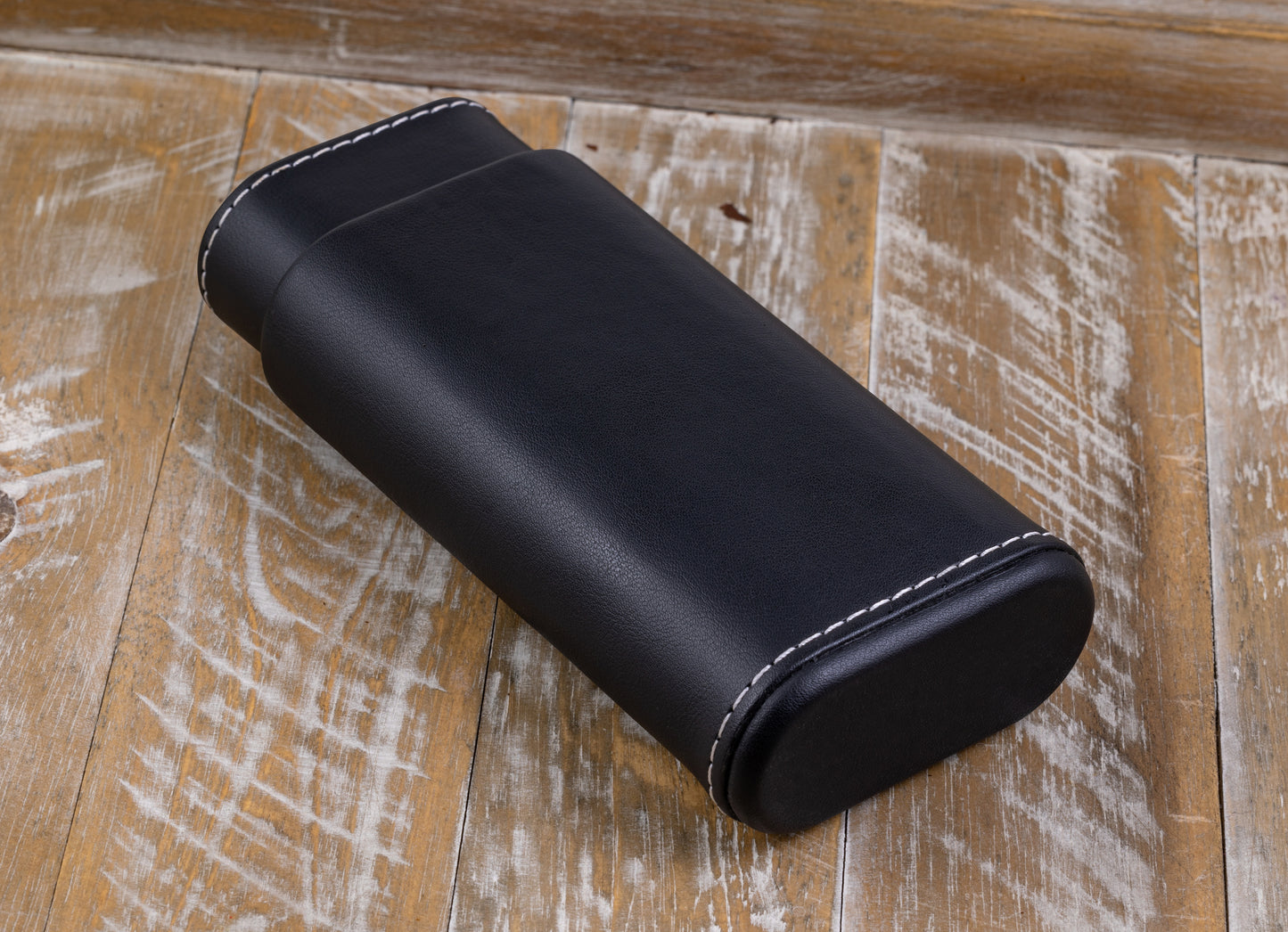 Leather Cigar Case W/ White Accent Stitching.