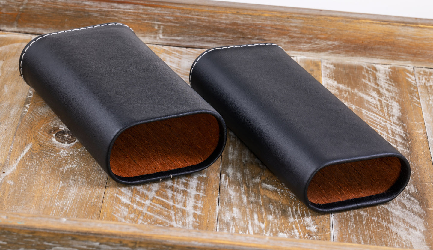 Leather Cigar Case W/ White Accent Stitching.