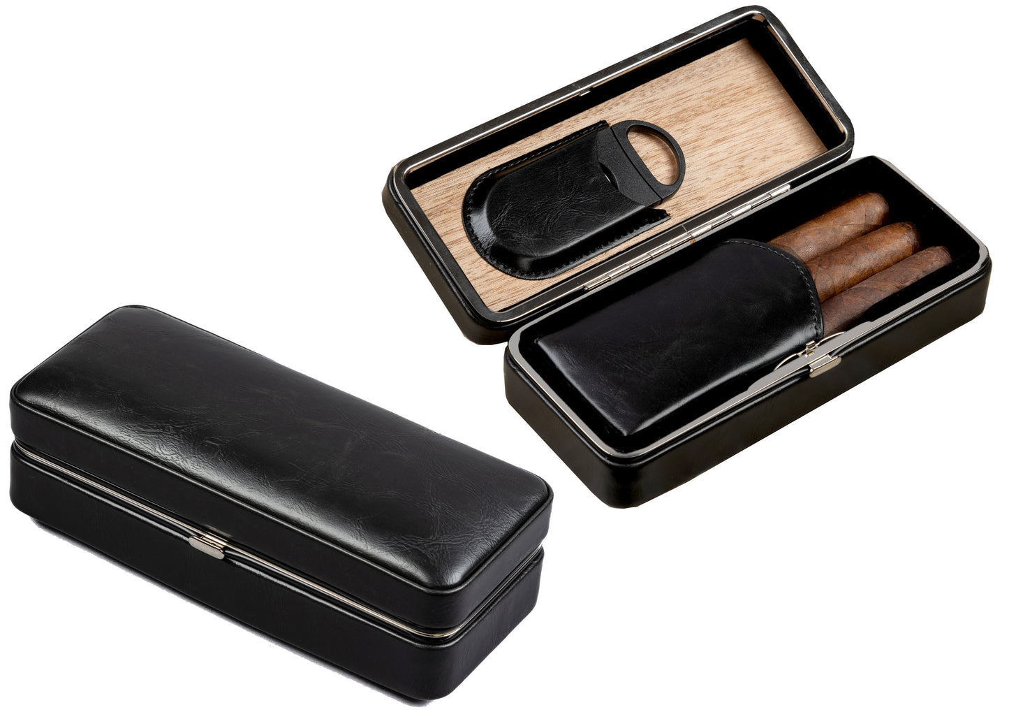 Folding Leather Cigar Case W/ Cutter.
