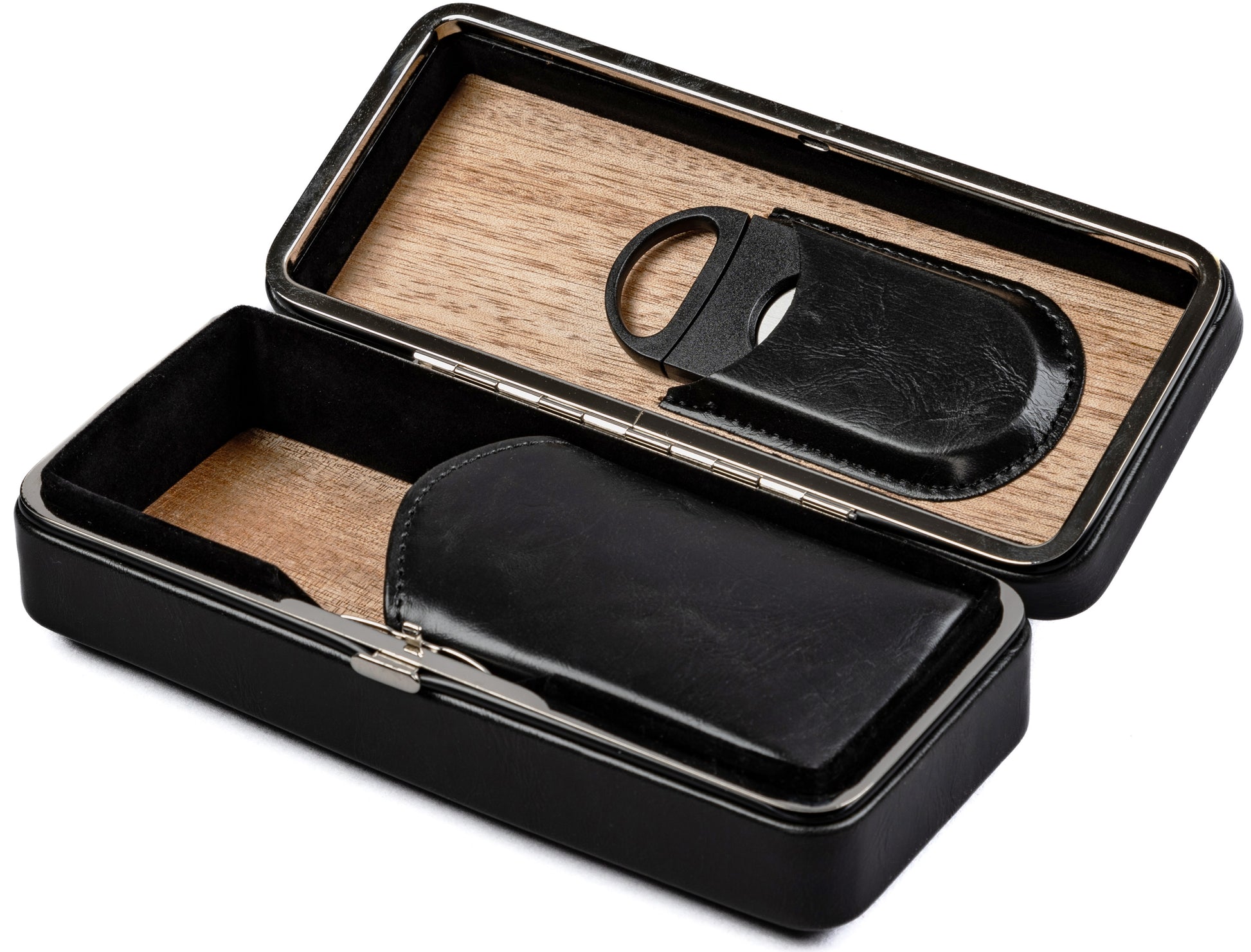 Folding Leather Cigar Case W/ Cutter.