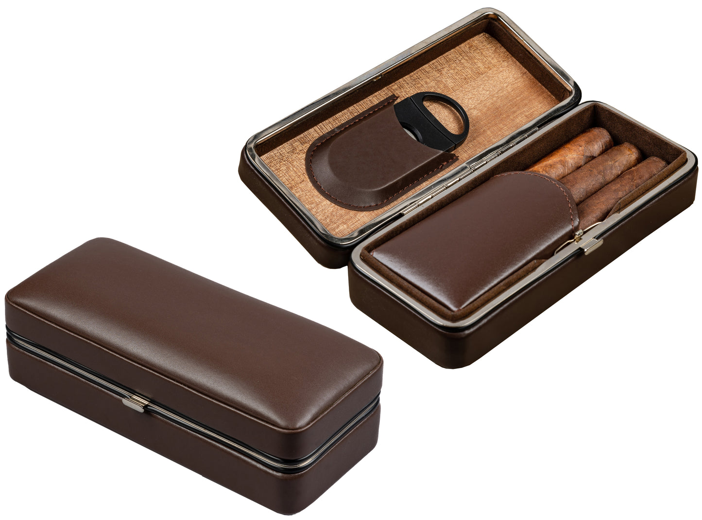 Folding Leather Cigar Case W/ Cutter.