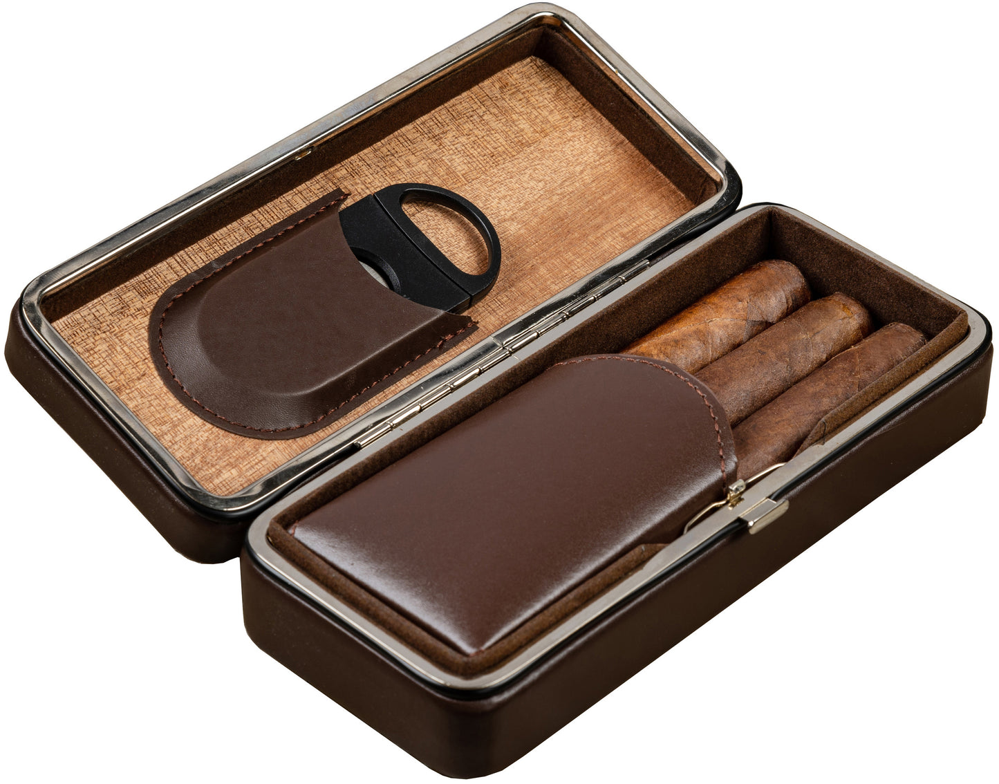 Folding Leather Cigar Case W/ Cutter.