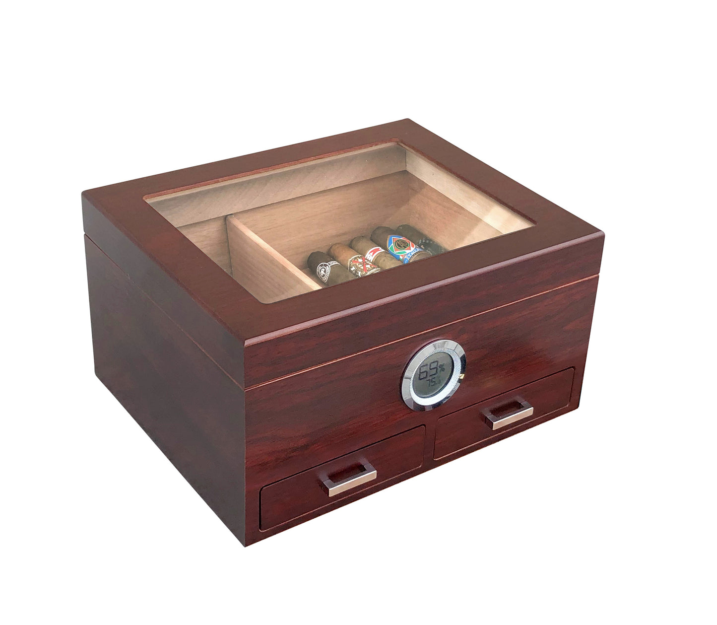 The Chalet Glass top Humidor with Drawers - Afterburner Cigar store