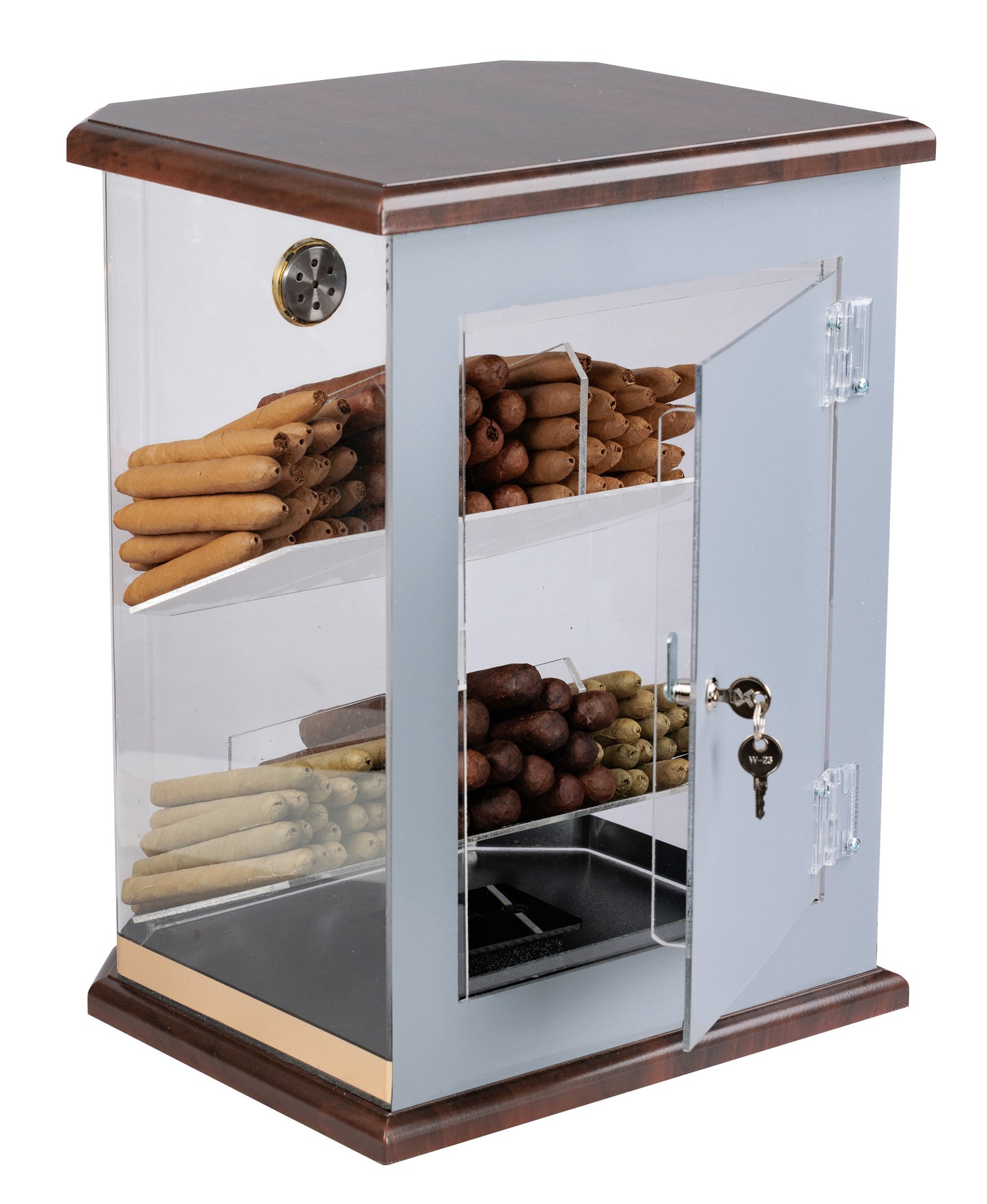The Franklin Wood & Acrylic Display Humidor - Afterburner Cigar store