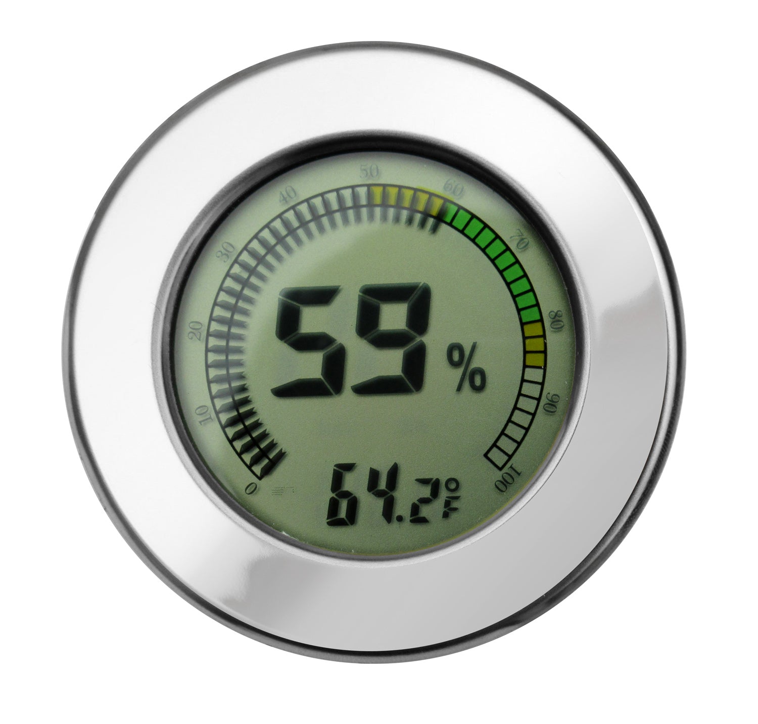 Digital Hygrometer W/ Multi Color Gauge & Calibration.