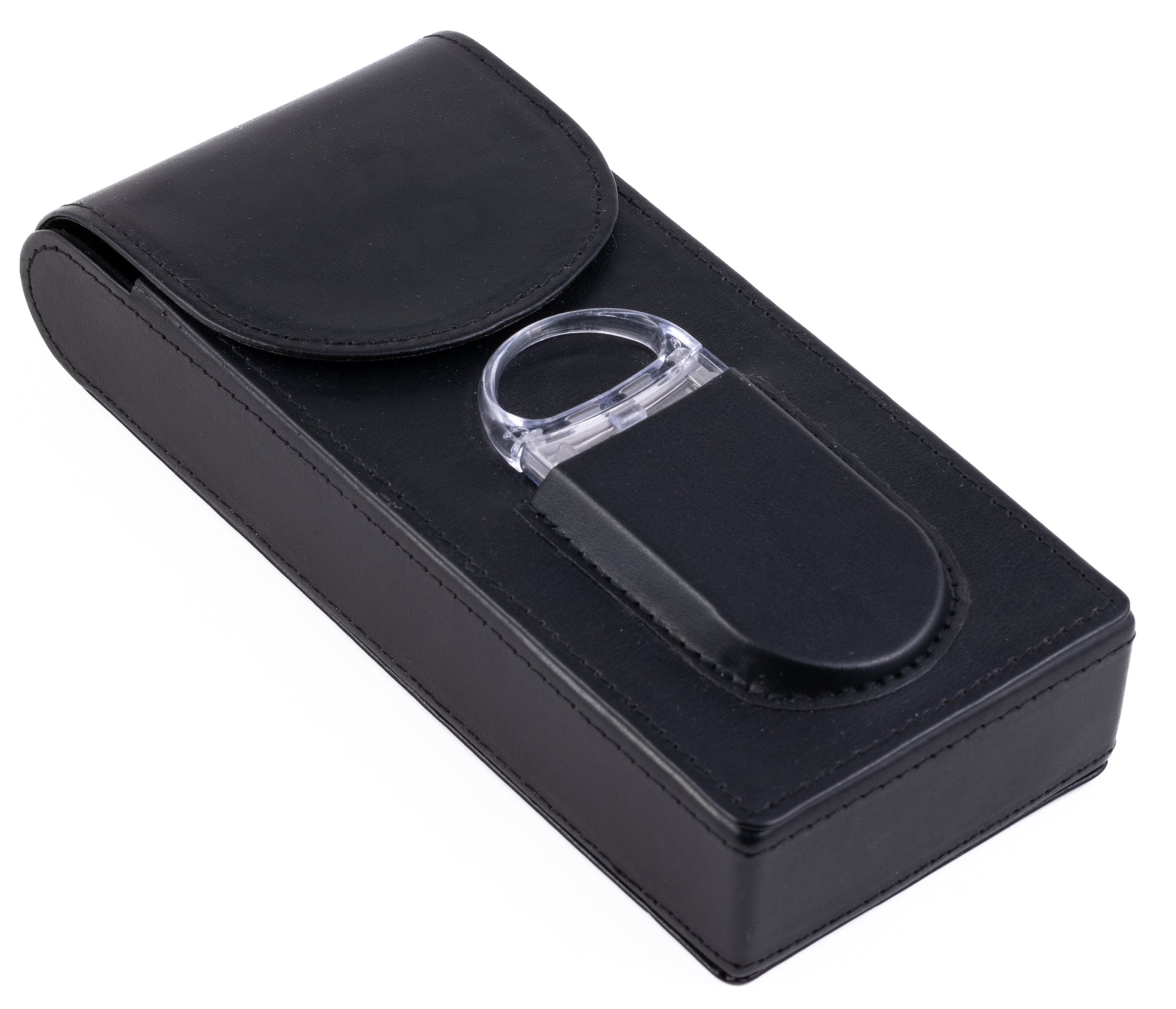 Magnetic Leather Cigar Case W/ Cutter.