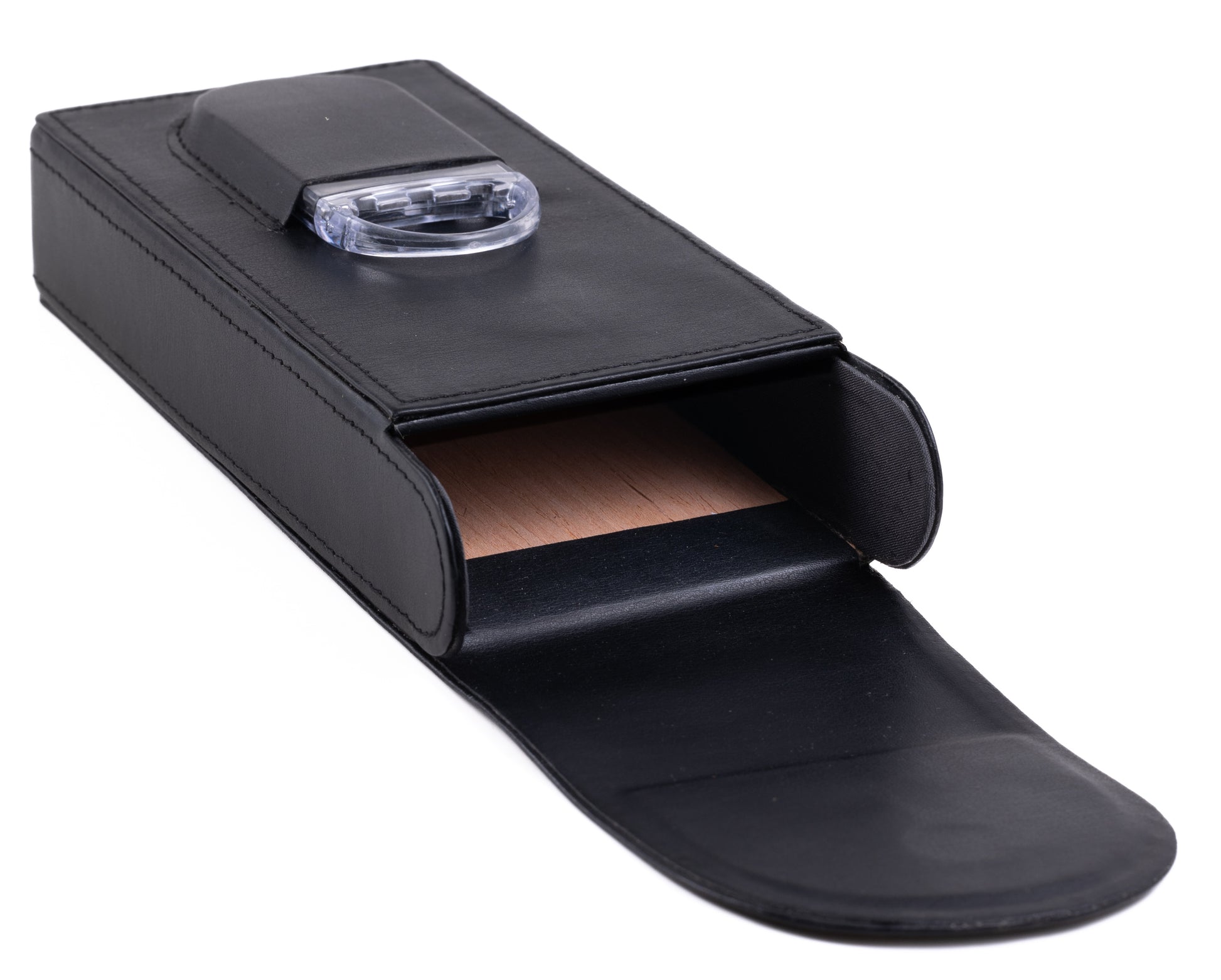 Magnetic Leather Cigar Case W/ Cutter.