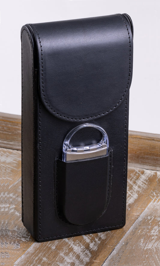 Magnetic Leather Cigar Case W/ Cutter.