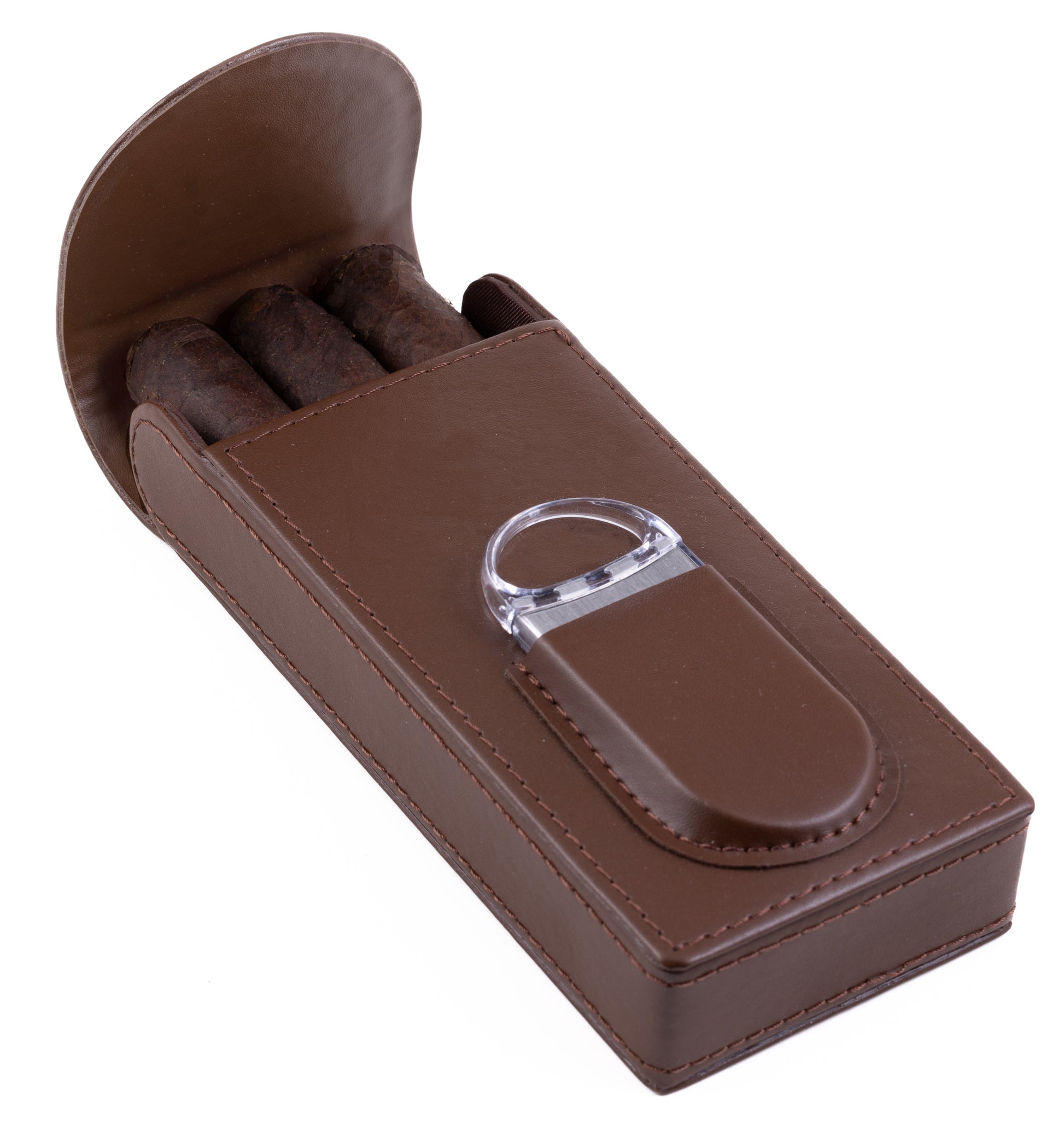 Magnetic Leather Cigar Case W/ Cutter.