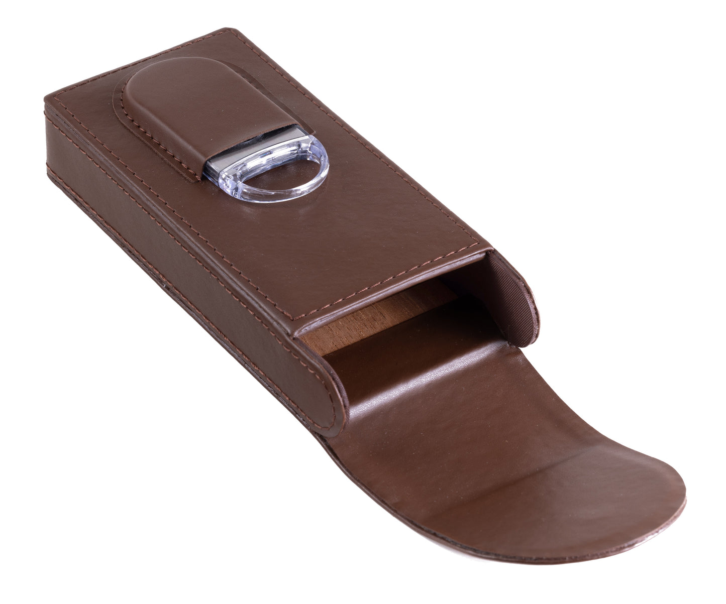 Magnetic Leather Cigar Case W/ Cutter.