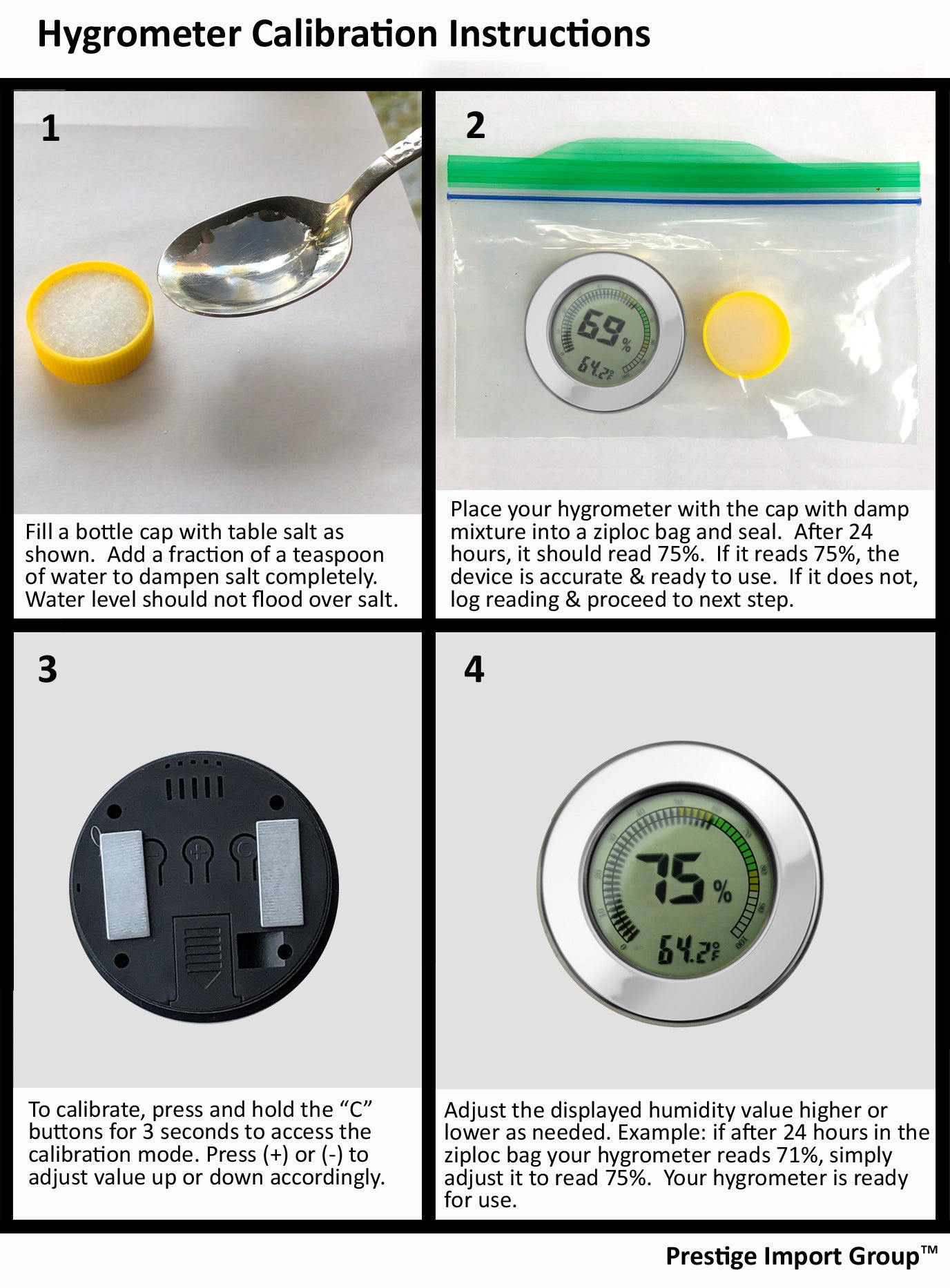 Digital Hygrometer W/ Multi Color Gauge & Calibration.