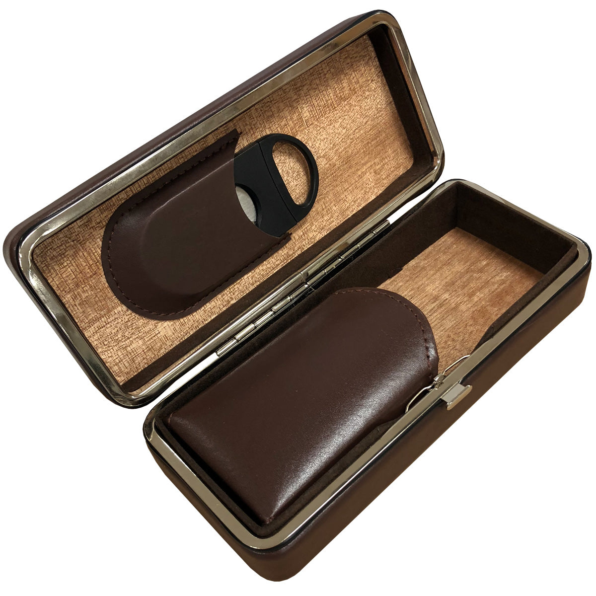 Folding Leather Cigar Case W/ Cutter.