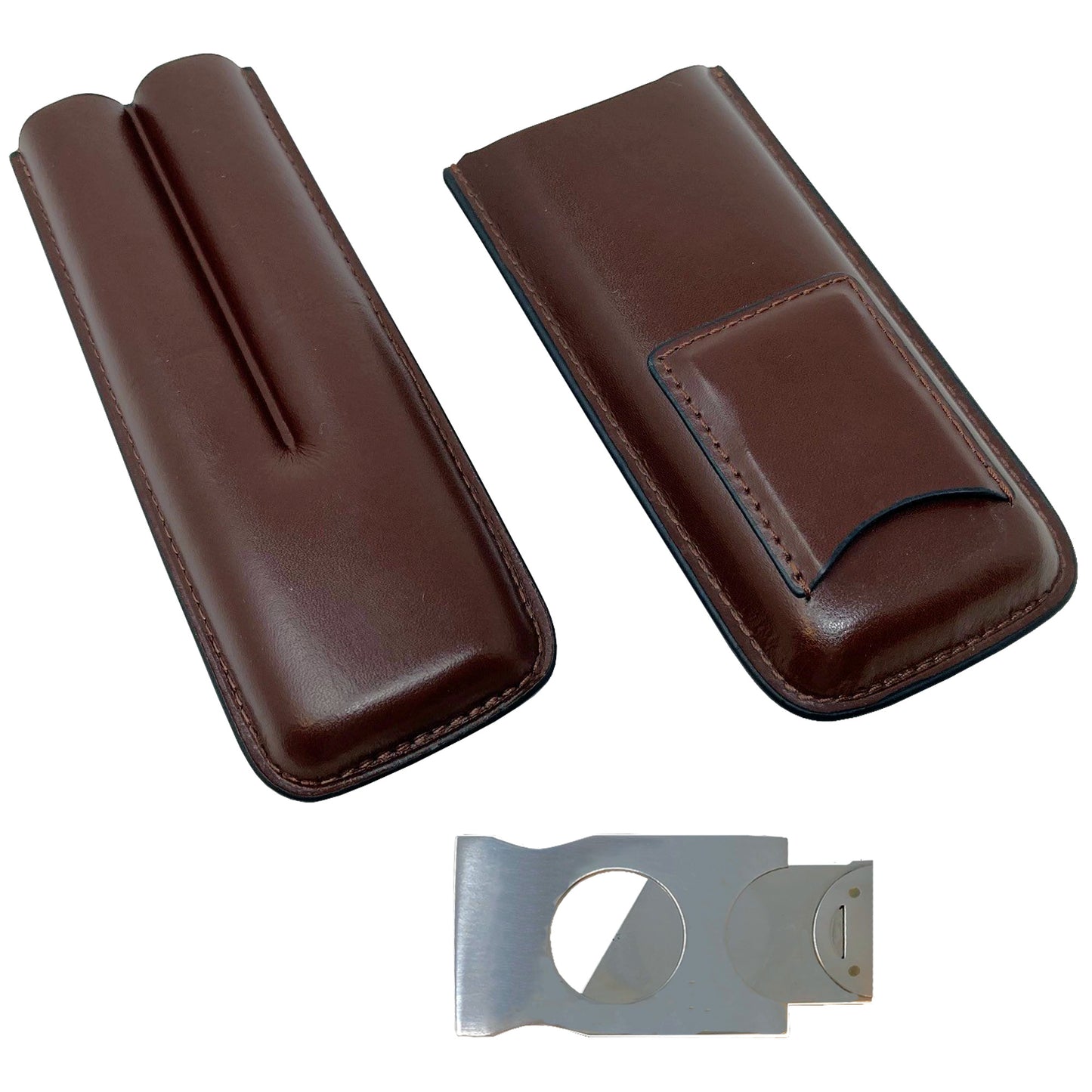 Leather Cigar Case W/ Cutter.